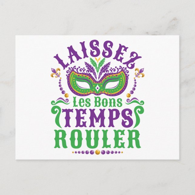 Laissez Les Bons Temps Rouler Mardi Gras Postkarte (Vorderseite)
