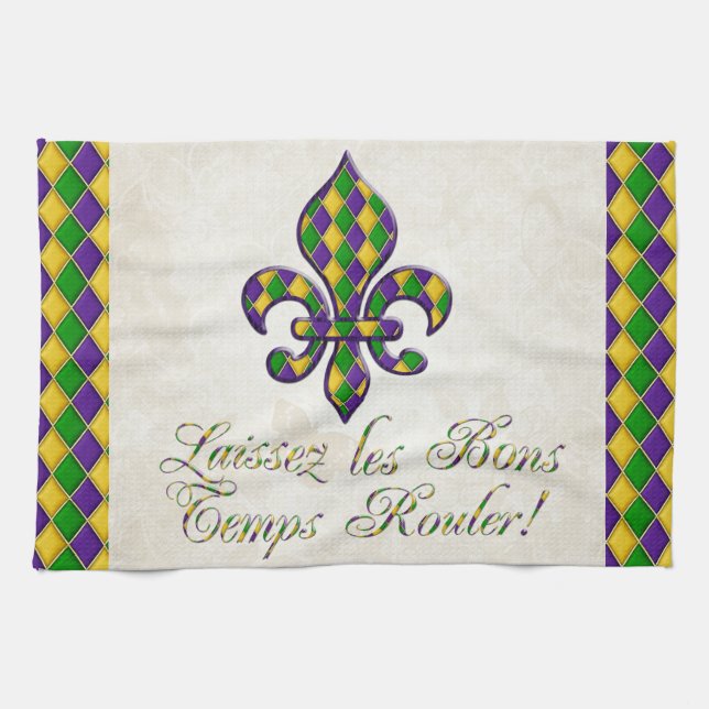 Laissez les BonsTemps Rouler Karneval Fleur d1 Küchentuch (Horizontal)