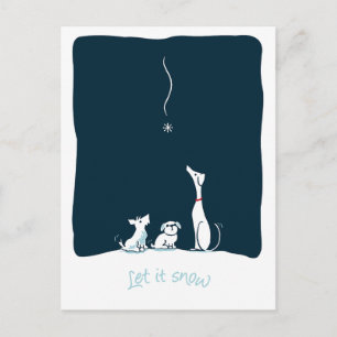 Laissez les chiens enneigés - Carte postale bleu m