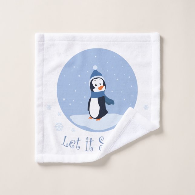 Laissez lui neiger ! (Pingouin) (Gant de toilette)