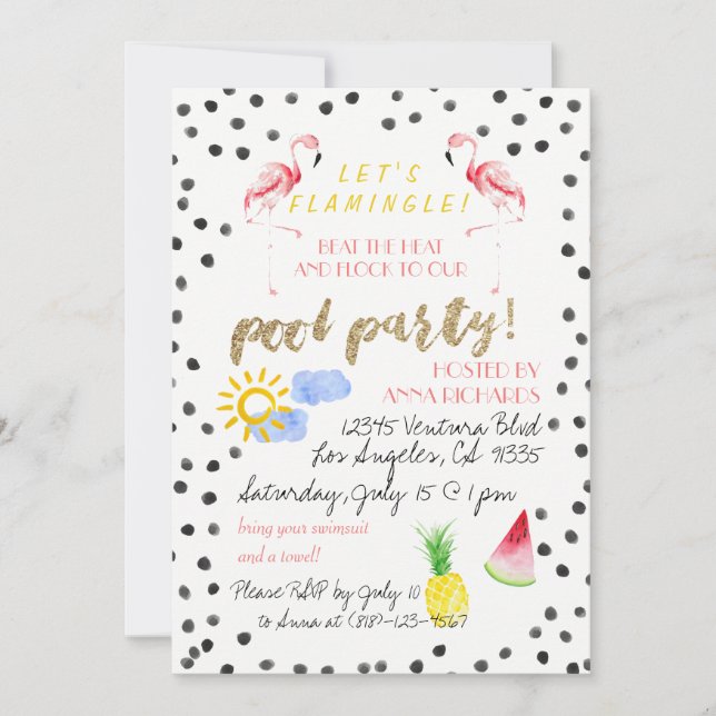 Laissez-nous Flamingle ! Invitation de réception (Devant)