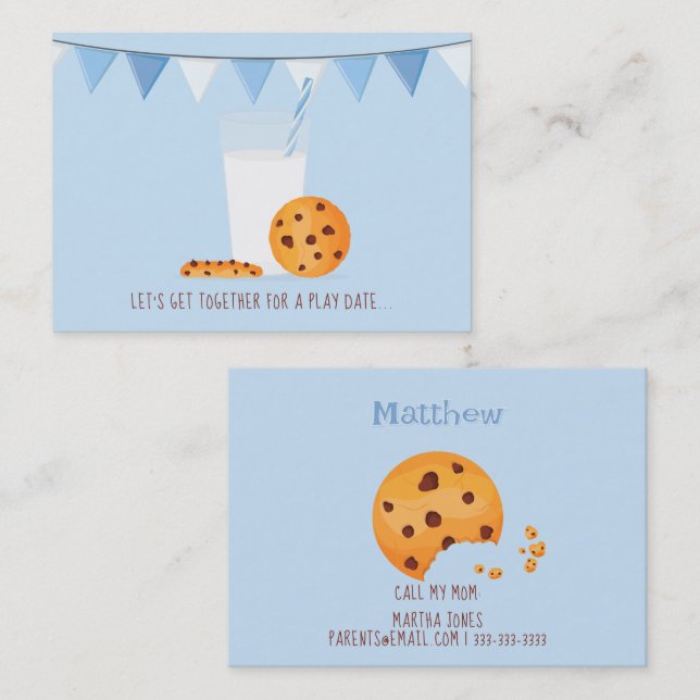 Lait & Cookies Lire Date Cartes d'Appel (Devant / Derrière)