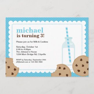 Lait et biscuits Invitation bleu et Brown
