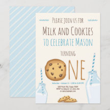 Lait et biscuits Invitation de la fête Boy Anniver