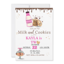 Lait Et Cookies Invitation À La Fête D'Anniversair