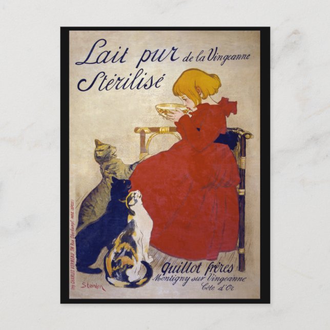 Lait pur stérilisé de la Vingeanne, Steinlen Postkarte (Vorderseite)