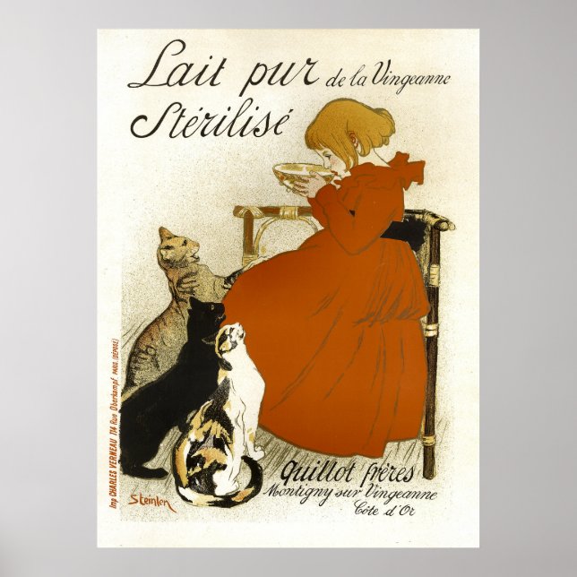 Lait Pur Sterilize Katzen Vintage französische Wer Poster (Vorne)