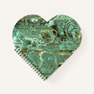 Lait Turquoise et Tan Faux Marble Heart Carnet
