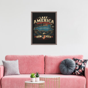 Lake America USA Zuvor Lustig Patriotisch Leinwanddruck