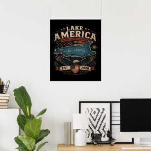 Lake America USA Zuvor Lustig Patriotisch Poster