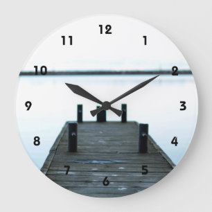 lake and deck . Kingston, Ontario, Canada Große Wanduhr