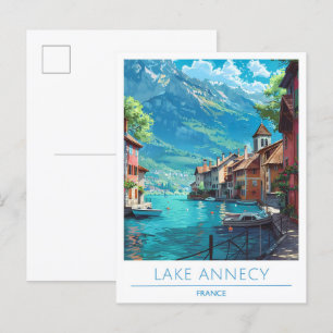 Lake Annecy France Vintage Travel Postkarte