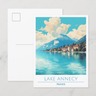 Lake Annecy France Vintage Travel Postkarte