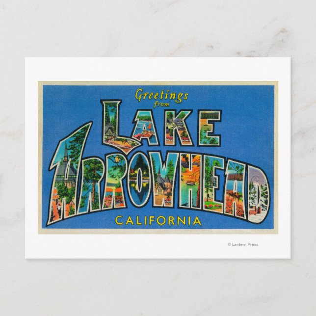 Lake Arrowhead, Kalifornien - Große Briefmarkensze Postkarte (Vorderseite)