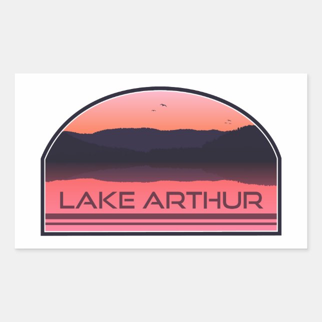 Lake Arthur Pennsylvania Red Sunrise Rechteckiger Aufkleber (Vorderseite)