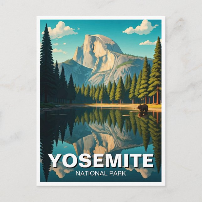 Lake at Yosemite National Park Halbedom Postkarte (Vorderseite)