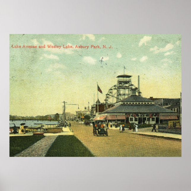 Lake Avenue, Asbury Park, NJ 1909 Vintag Poster (Vorne)