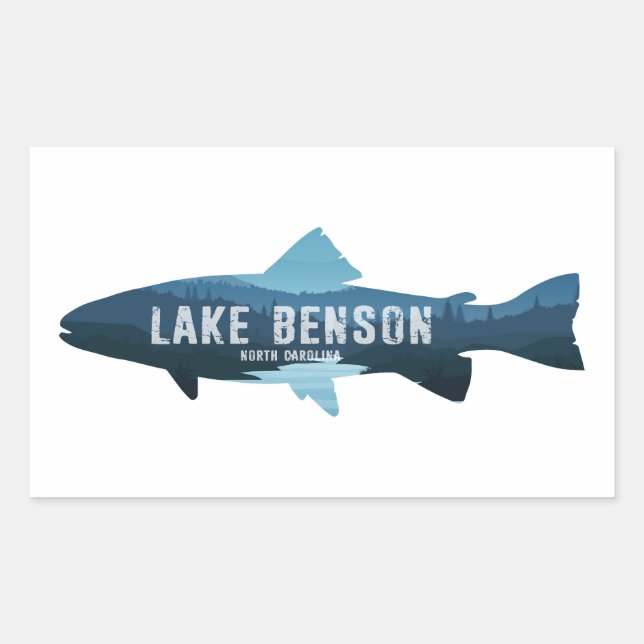 Lake Benson North Carolina Fish Rechteckiger Aufkleber (Vorderseite)