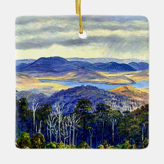 Lake Biwa, Japan, Fine Art Malerei, Keramikornament (Vorderseite)