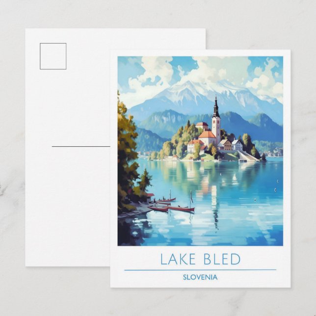 Lake Bled Slovenien Vintage Travel Postkarte (Vorne/Hinten)