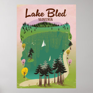Lake Bled Vintages Reiseplakat Slowenien Poster
