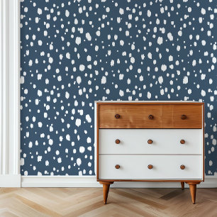 Lake Blue and White Abstrakt Dots Tapete
