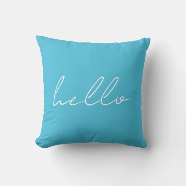 Lake Blue Hello Throw Pillow Kissen (Vorderseite)