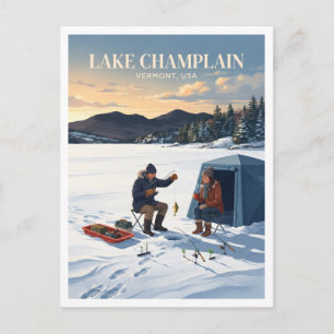 Lake Champlain Eisfischen, Vermont Colchester Postkarte