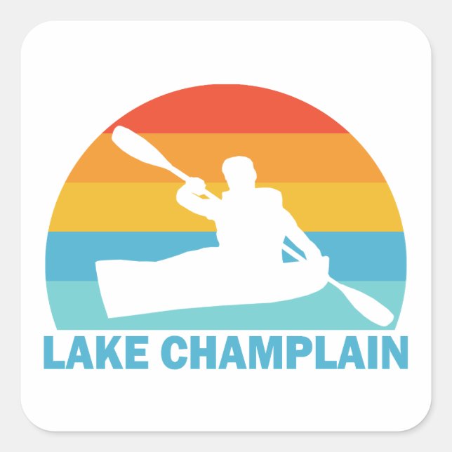 Lake Champlain New York Vermont Kayak Quadratischer Aufkleber (Vorderseite)