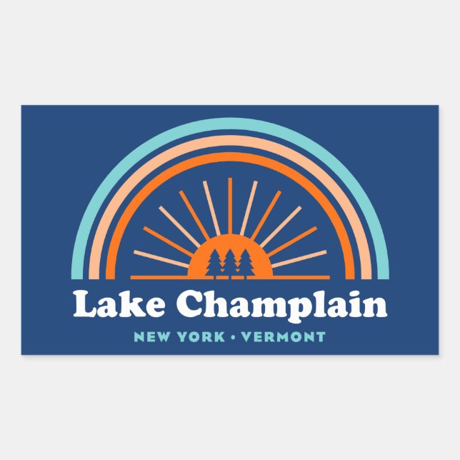 Lake Champlain New York Vermont Rainbow Rechteckiger Aufkleber (Vorderseite)