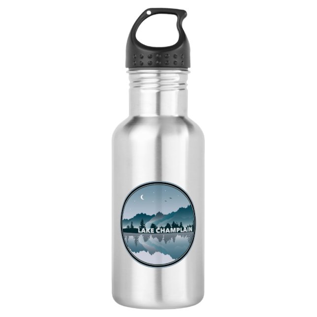 Lake Champlain New York Vermont Reflection Edelstahlflasche (Vorderseite)