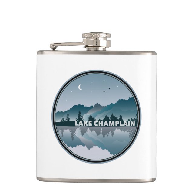 Lake Champlain New York Vermont Reflection Flachmann (Vorderseite)