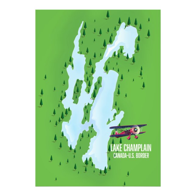 Lake Champlain USA Kanada Kartenposter Fotodruck (Vorne)
