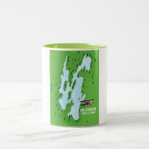 Lake Champlain USA Kanada Kartenposter Zweifarbige Tasse