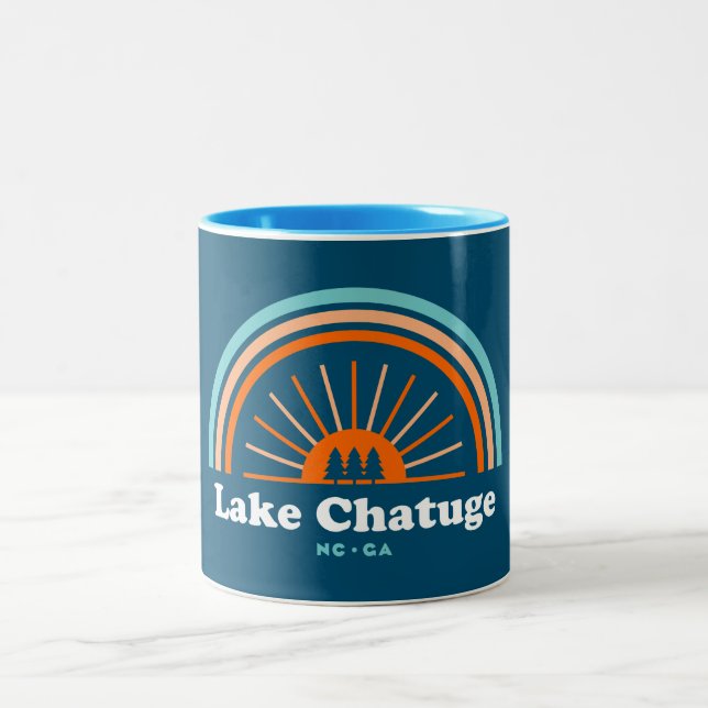 Lake Chatuge North Carolina Georgia Rainbow Zweifarbige Tasse (Mittel)