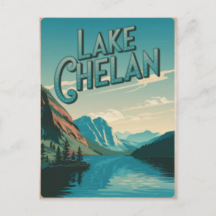 Lake Chelan Washington Vintag Postkarte