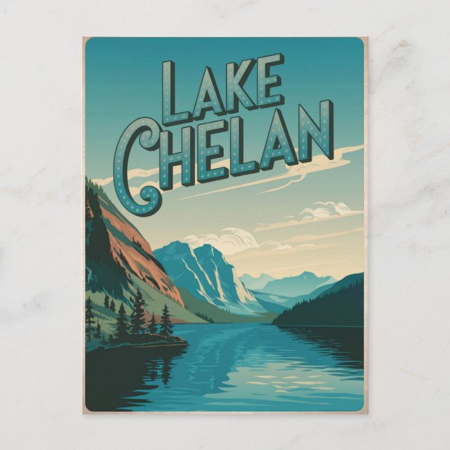 Lake Chelan Washington Vintag Postkarte (Vorderseite)