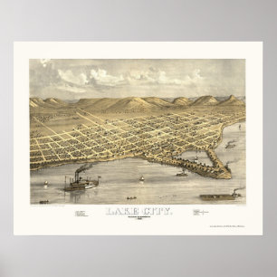 Lake City, MN Panorama-Karte - 1867 Poster