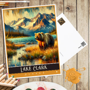 Lake Clark, Alaska   Vintage Gemälde Postkarte