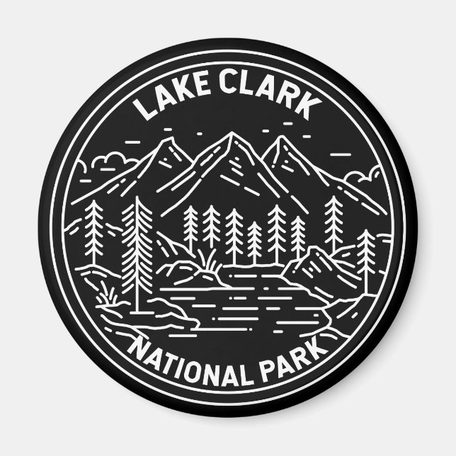 Lake Clark Nationalpark Alaska Vintag Monoline Magnet (Vorne)