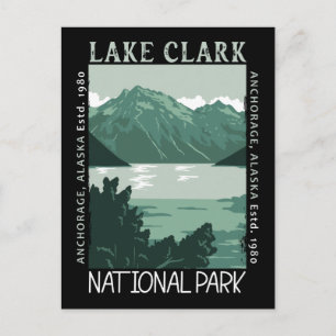 Lake Clark Nationalpark Alaska Vintage abgenutzt Postkarte