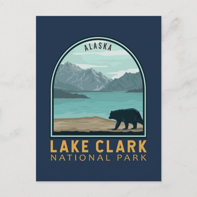 Lake Clark Nationalpark Vintages Emblem Postkarte (Vorderseite)