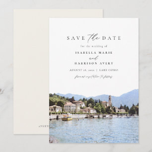 LAKE COMO Wasserfarbe Italien Skyline Save the Dat Einladung