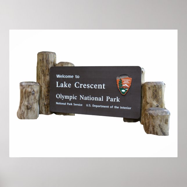 Lake Crescent Olympic Nationalpark Eintrittszeiche Poster (Vorne)