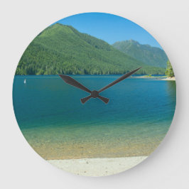 Lake Cushman in Summer Clock Große Wanduhr