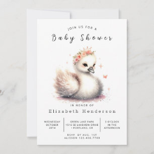 Lake Custom Swan Baby Dusche Einladung