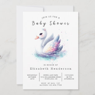 Lake Custom Swan Baby Dusche Einladung