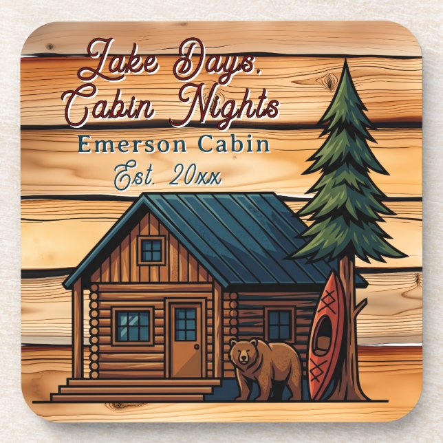 Lake Days, Cabin Nights Personlized Getränkeuntersetzer (Vorderseite)
