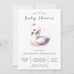Lake Digital Swan Baby Dusche Einladung