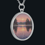 Lake During Dusk Sterling Silberkette<br><div class="desc">Description (eng): A necklace made of a 92.5% pure silver alloy and 7.5% copper, also known as sterling silver. This necklace has the pictorial design “Lake During Dusk” printed, ideal for curporal adornment and/or as a gift for special moments.</div>